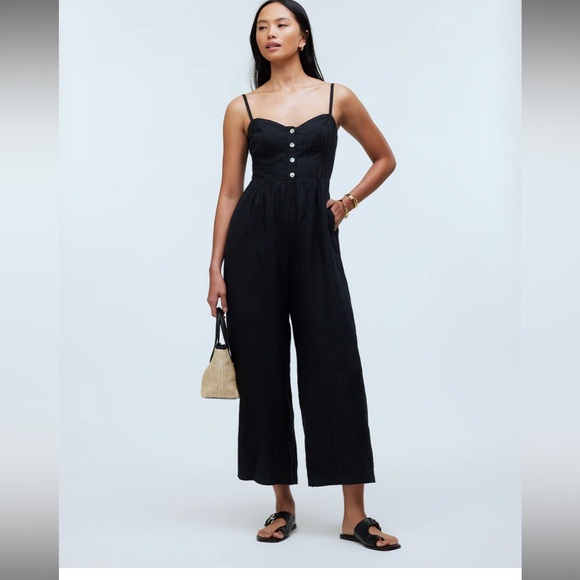 Madewell Pants - Madewell Sleeveless Wide-Leg Jumpsuit in 100% Linen sz  0 NP077